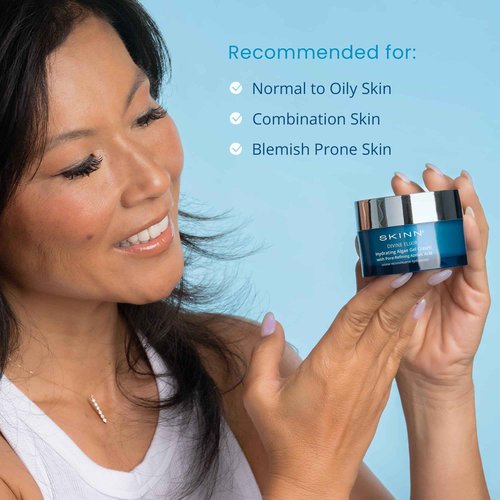 SKINN Moisturizer for Dry Skin, Divine Elixir Hydrating Algae Gel Cream (1.7 Fl Oz) - Gel Moisturizer for Face & Body That Hydrates & Exfoliates Skin While Plumping Appearance - Help Reduce Fine Lines