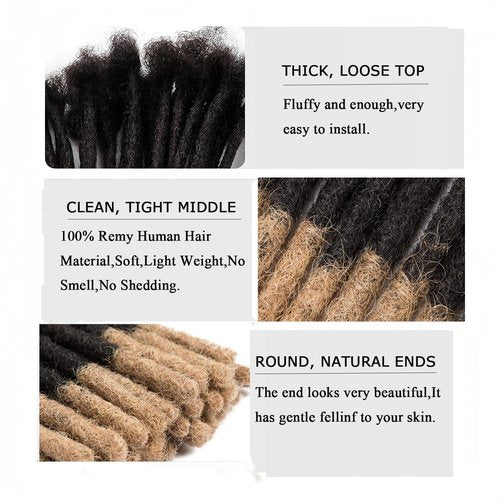 8 inch 50 Strands Loc Extensions Human Hair, 0.6cm Width 100% Human Hair Dreadlock Extensions for Men/Women, Can be Dyed Soft Dreads Extensions,1b/27