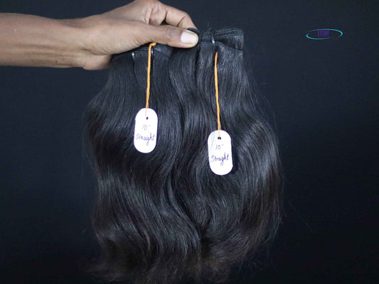 IDM 10” Straight 2 bundles raw indian bundles human hair indian natural straight single donor hair