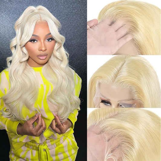 MYDIVA 613 13x6 Lace Front Wig Human Hair Body Wave Blonde Lace Front Wigs Human Hair Pre Plucked 613 HD Lace Frontal Wig for Women 180% Density 613 Blonde Wig 24 inch