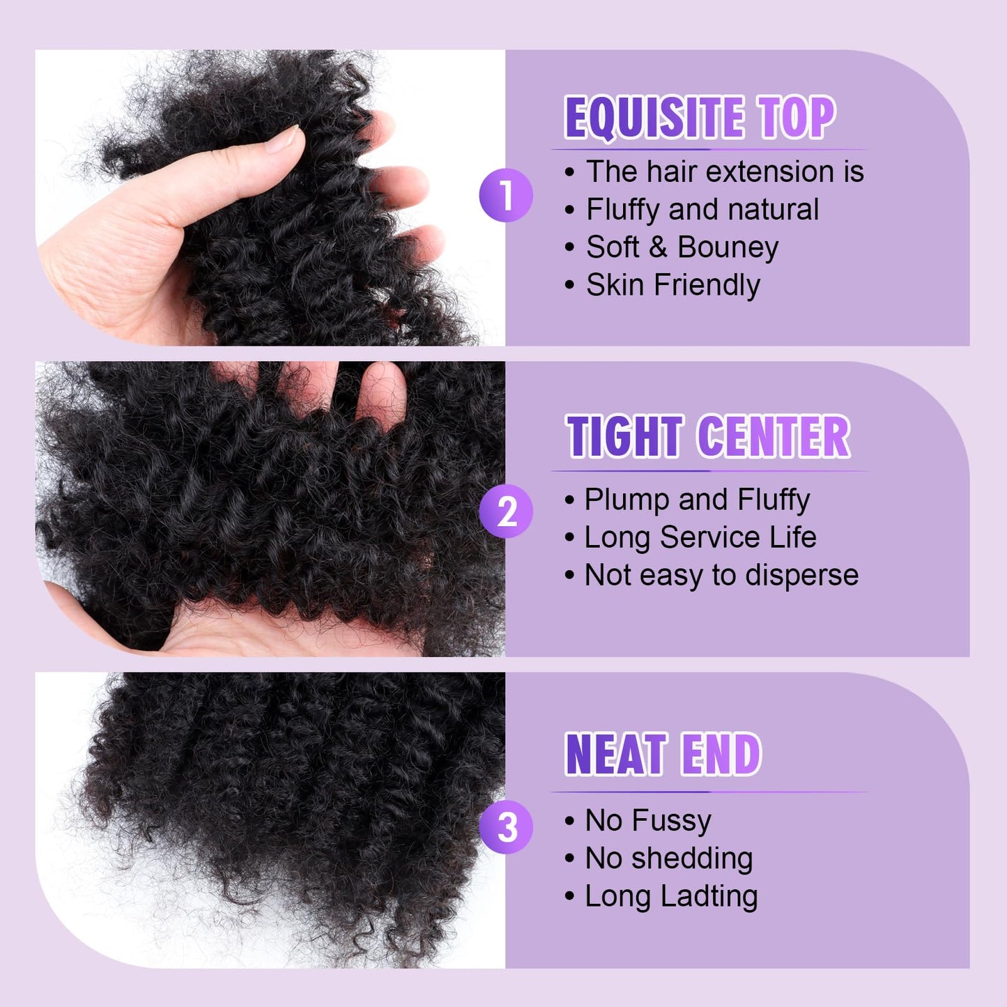 14 inches Afro Kinkys Bulk Human Hair for Dreadlocks Extensions Repair Locs, Twist Braiding Afro Kinky Human Hair for Locs 1 Pack 30 Gram Natural Black Color（14 Inch，Pack/4)