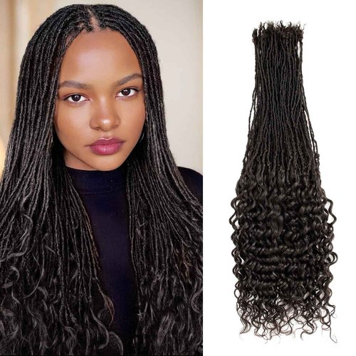 Teresa 0.2cm Micro Sister loc Extensions Human Hair Micro Locs Extensions Human Hair Interlocking Sisterlocks Sister Locs Curly Ends 100% Real Human Hair Dreadlock Extensions（22 Inch 30 Strands）