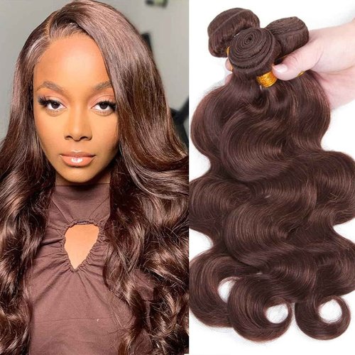 Fabimiya 20 22 24 Inch Human Hair Bundles Chocolate Brown 4# Body Wave Bundles Human Hair 100% Unprocessed Soft Sewn In Hair with Double Weft for Black Women