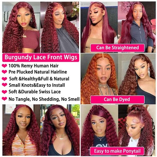 DULTEV Burgundy Lace Front Wigs Human Hair 99J 13x4 HD Deep Wave Lace Front Wigs Human Hair Pre Plucked Colored Wine Red Wig Glueless With Baby Hair Wigs For Women