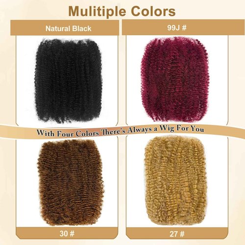 Afro Twist Human Hair 16 Inch Afro Kinkys Bulk Human Hair 40g/Bundle Natural Black Human BraidingHair for Loc Extensions Marley Twist Brainding Hair (16inch,Pack of 2)