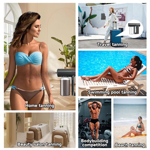 Cordless Spray Tan Machine, Portable and Rechargeable Spray Tan Gun, Lightweight, Long Lasting Working Time, Spray Tanning Machine for Self Tanner Travel Beach Salon DIY Home Mobile Tan