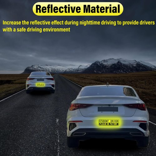 BFXM 4 PCS Student Driver Magnet for Car, Please Be Patient Funny Magnetic Student Driver, New Driver Safety Warning Bumper Sticker Signs, Reusable Movable Rookie Driver Reflective Magnets Stickers