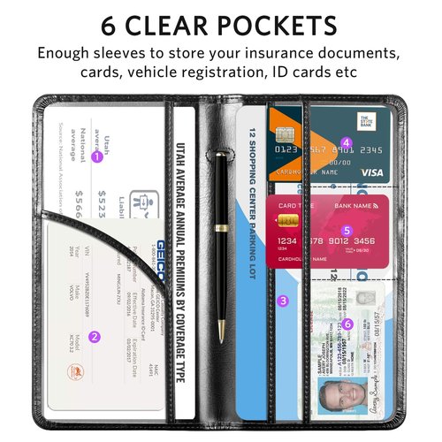CoBak Car Registration and Insurance Holder - Vehicle Glove Box Car Organizer,Auto Truck Comparment Accessories Case with Magnetic Closure for Driver License,Cards