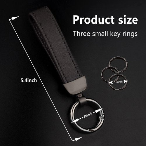 Turcee Leather Car Keychain, Creative Personality Leather Key Fob, Universal Key Fob Keychain for Men and Women (Black)