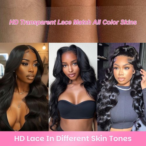 Megeen 13X6 Body Wave Lace Front Wigs Human Hair Pre Plucked 210 Density Glueless HD Lace Frontal Human Hair Wigs with Baby Hair for Women 18inch