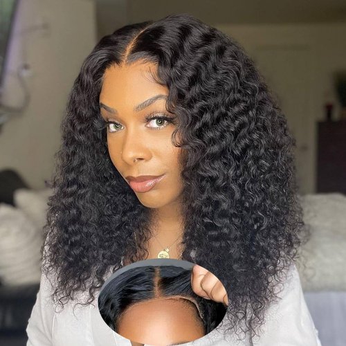 ManeMajesty 13x6 Lace Front Wigs Human Hair Glueless Wear and Go Deep Wave Wig Pre Plucked Pre Cut HD Lace Frontal Wig with Baby Hair For Black Women 16 Inch Natural Color