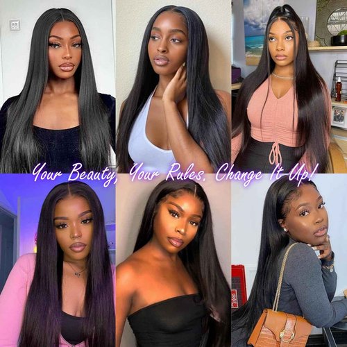 ekaibaoek 13x6 Lace Front Human Hair Wig, 100% Human Hair 180 Density, HD Lace Frontal Wig, Pre-Plucked Glueless Wigs, 28inch