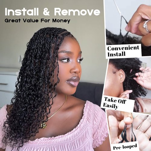 Afro Kinky Curly Human Crochet Hair Extensions Pre-Sparated Multi-Textured Kinky Curly Feather Crochet Human Twist Braiding Hair For Black Women (60 Gram, 18 Inch)