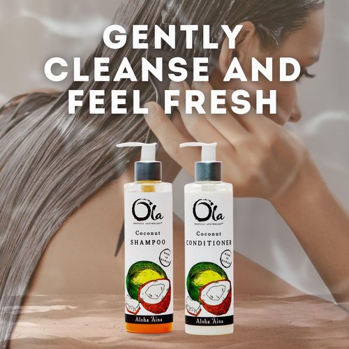 Ola Tropical Apothecary Coconut Organic Shampoo and Conditioner Hair Pair Combo - 8 fl oz each