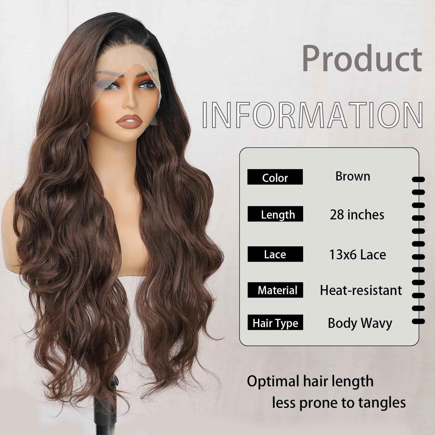 13x6 Lace Front Wigs Ombre brown Lace Frontal Wig HD Lace Body Wave Pre Plucked Tiny Knots 28 Inch Pre-layered Long Wavy Synthetic Lace Wig