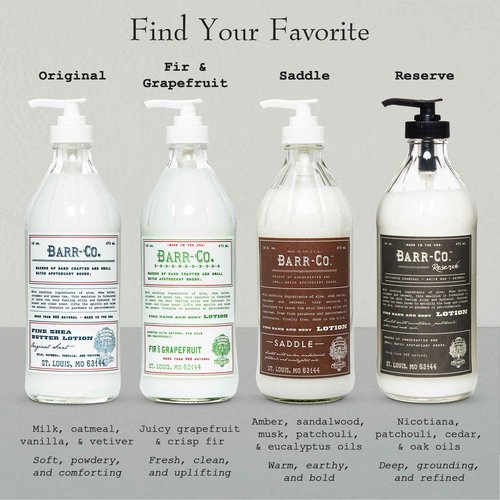 BARR-CO. Original Scent Shea Butter Lotion for Dry Skin Set, Tranquil Milky Scent with Oat, Vanilla & Vetiver, Shea Moisturizing Lotion for Sensitive Skin, 16 fl oz each (Pack of 2)