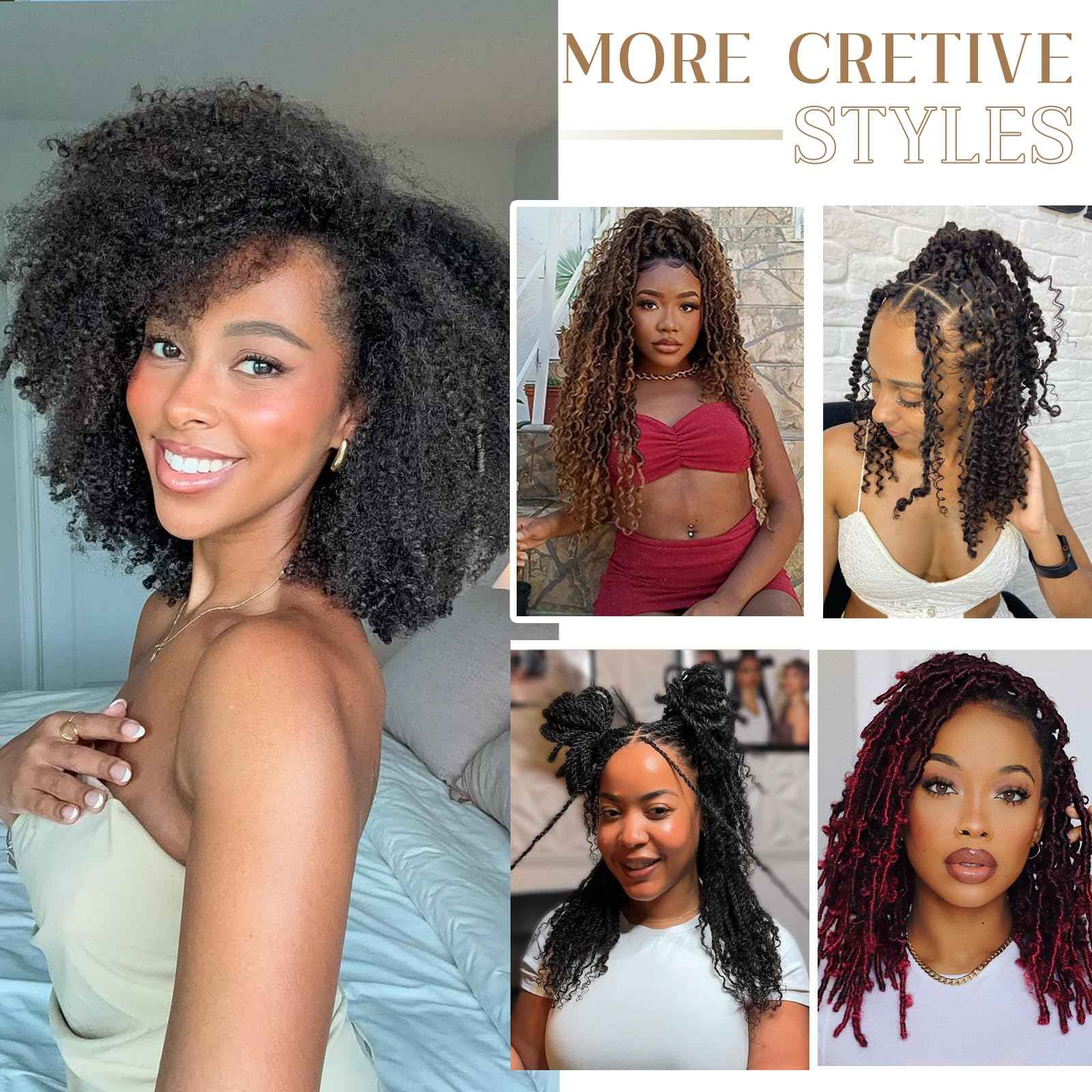 Human Hair for Twist 20 Inch Afro Kinkys Bulk Human Hair 2 Bundles for Dreadlock Extensions Repair Locs Afro Kinky-Curly Bulk for Mini Twist 100% Real HumanHair for Braiding (1B,40g/pack)