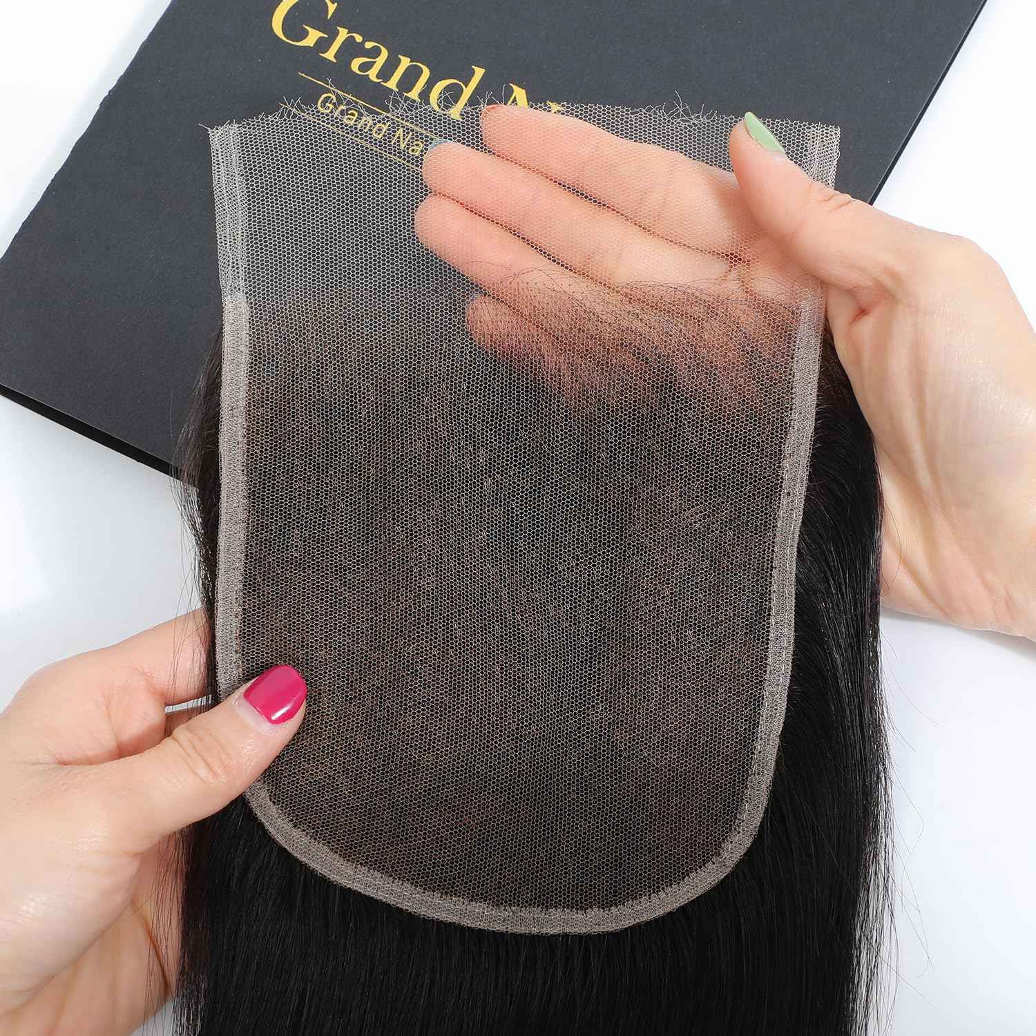 Grand Nature 5x5 HD Lace Closure, Virgin Human Hair Lace Closure Straight, Pre Plucked Natural Hair Line With Bleachable Knots