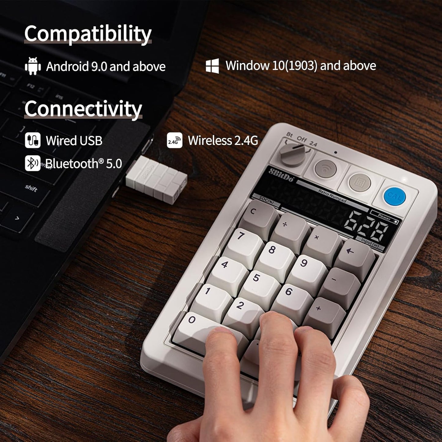 AKNES 8BitDo Retro 108 Mechanical Keyboard, Hot Swappable Gaming Keyboard with 108 Keys&Integrated Numpad, Dual Super Buttons, Bluetooth/2.4G/USB-C Keyboard for Windows & Android - N Edition