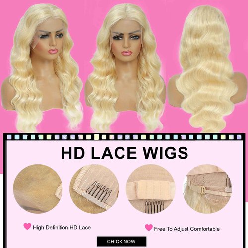 MIGURA 30 Inch 613 13x6 Lace Front Wig Human Hair Blonde Wig Human Hair 200 Density Blonde Body Wave Lace Front Wigs Human Hair Pre Plucked 613 HD Lace Frontal Wig