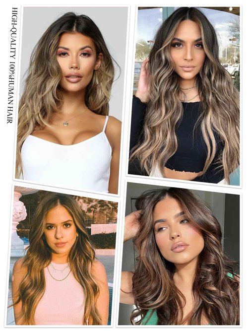 Seamless Clip in Hair Extensions Real Human Hair 8pcs/105g Straight Hair Extensions Clip ins for Women Brazilian 100% Full Virgin Human Hair(20 inch #4P/27)