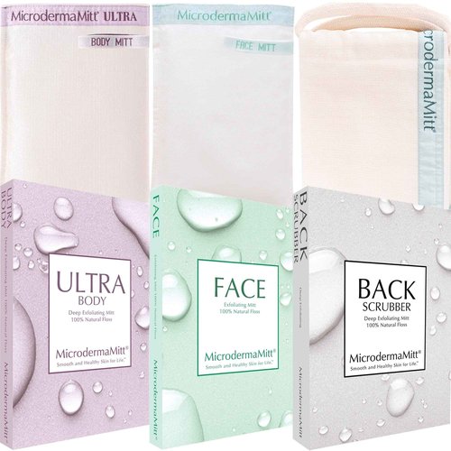 MicrodermaMitt Ultra Head To Toe At Home Spa Treatment 3-Piece Exfoliating Set