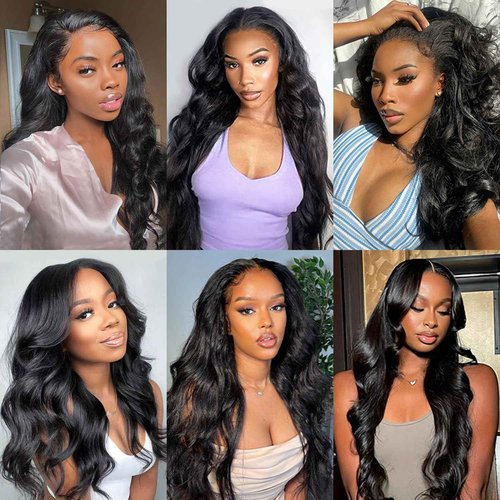 XEILOHO 12A Body Wave Bundles Human Hair 16 18 20 inch Brazilian Virgin Human Hair Bundles 100% Unprocessed Human Hair Body Wave Weft Extensions Quick Weave Natural Black(300g）