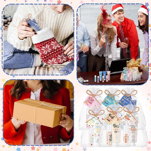 Dansib 48set/192pcs Best Team Ever Gifts Christmas Bulk Gifts for Coworkers Women Employee Appreciation Gift Christmas Party Favors Xmas Stocking Stuffers Items Travel Hand Lotion and Lip Balm Set