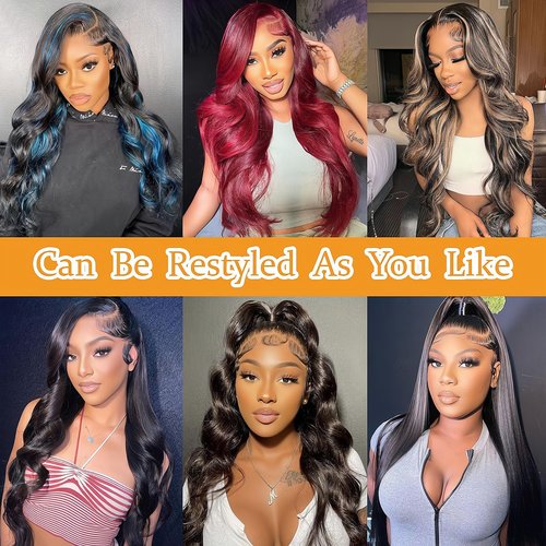 Adyutrlia Body Wave Wigs Human Hair 180% Density 13x4 HD Lace Front Wigs Human Hair Pre Plucked Body Wave Glueless Wigs Human Hair Lace Frontal Wigs for Women 22 Inch