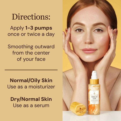 Elina Organics Ambra Lift Elixir, 2oz – Award-Winning Anti-Aging Moisturizer with Baltic Amber, Marine Collagen & Pearl Powder – Lifts, Firms & Hydrates – Organic, Vegan