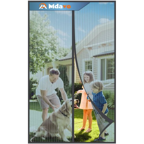 Magnetic Screen Door，Screen Door Mesh，Keep Bugs Out, Heavy-Duty Mesh Curtain,Pet and Kid Friendly, Works with Front Doors, Sliding Doors（36 x 80 Inches Gray