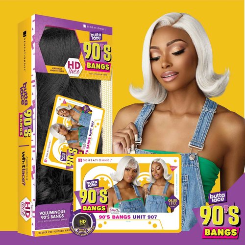 Sensationnel Butta Lace 90Sbangs Wigs - Unit 907 Glueless Wide Deep Part Synthetic Preplucked Hairline (GINGERCOPPER)