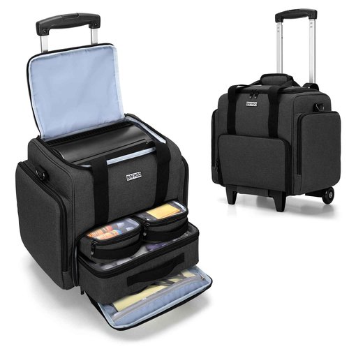 BAFASO Rolling Tattoo Case with 3 Removable Pouches and Detachable Dolly, Tattoo Travel Case for Tattoo Stencil Printer and Tattoo Supplies, Black