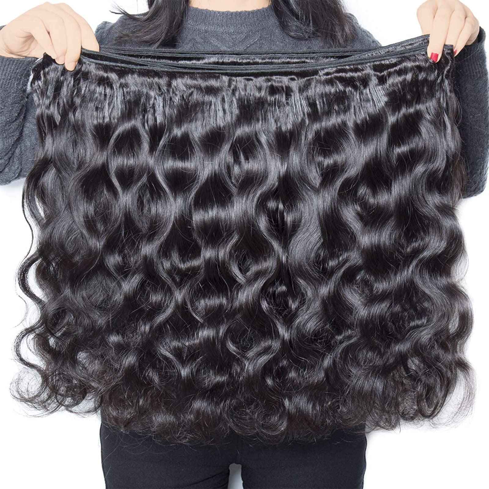 Human Hair Bundles with Closure Body Wave 3 Bundles with Closure(18 20 22+16) Unprocessed Brazilian Human Hair Bundles with 4x4 Lace Closure