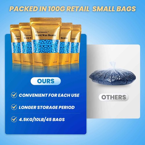 Charmonic Hard Wax Beads, 10lb, Bulk Hair Waxing Beads for Face, Eyebrow, Brazilian, Legs, Body and Bikini Hair Removal, Wax Beans, at Home Waxing Kit for Women & Men