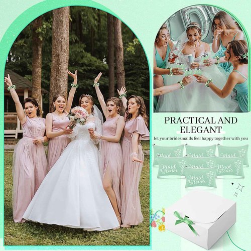 FineCheer 48 Pcs Bridesmaid Proposal Gifts Maid of Honor Proposal Gift Include Box Tumblers Makeup Bag Scrunchie Hair Clip Bracelet Card Mirror for Bridal Shower Bachelorette Party(Green)