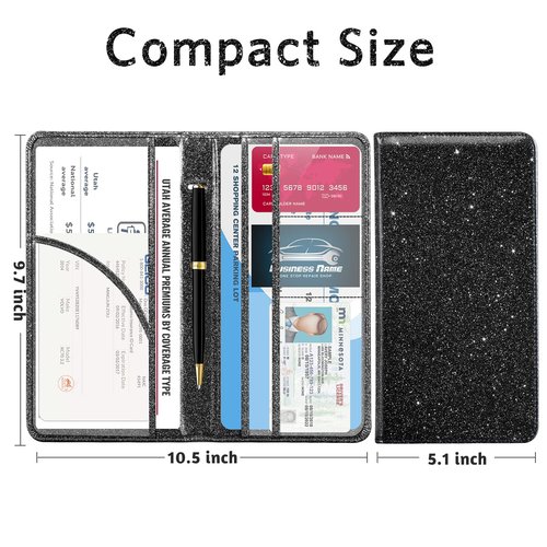 CoBak Car Registration and Insurance Holder - Vehicle Glove Box Car Organizer,Auto Truck Comparment Accessories Case with Magnetic Closure for Driver License,Cards