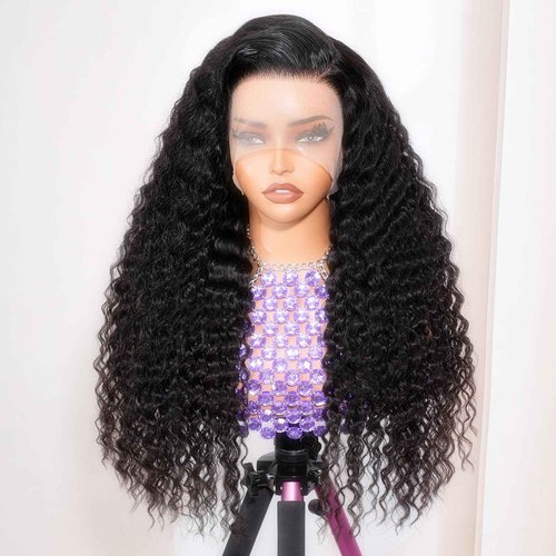 Misscity 13x6 Deep Wave Lace Front Wigs Human Hair 250 Density 18 Inch, Tangle Free, Shedding Free, Pre Plucked With Invisible Hairline, Full Volume Suitable For Daily Wear