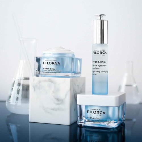 Filorga Hydra-Hyal Intensive Hydrating & Plumping Face Serum Treatment, Concentrated with Five Types of Natural Hyaluronic Acid for Anti Aging Skin Brightening and Moisturizing, 1 fl oz