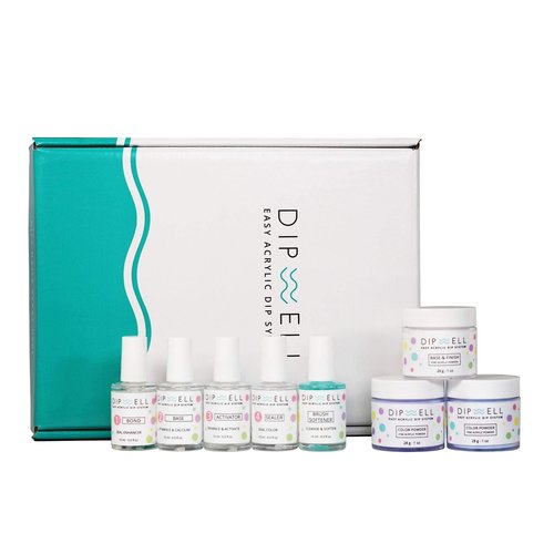 DipWell Dip Powder Nail Kit - Pastel Color Starter, Acrylic & Gel Resin Kit - Comes With Bond, Base, Activator, Sealer, Brush Softener + 3 Powder Jars