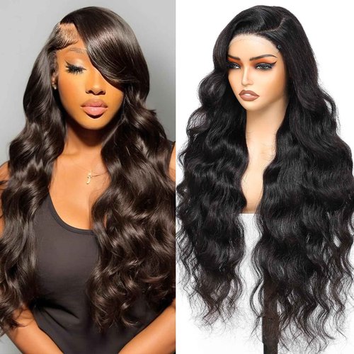 AceWig 30 Inch Body Wave Lace Closure Wigs Human Hair 180% Density 5X5 Lace Closure Human Hair Wig Pre Plucked with Natural Hairline Small Knots for Black Women