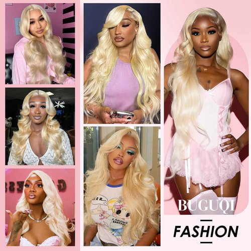 613 HD Lace Frontal Wig 200% Density 13x6 Blonde Body Wave Lace Front Wigs Human Hair Pre Plucked Glueless Wigs for Women (20inch)