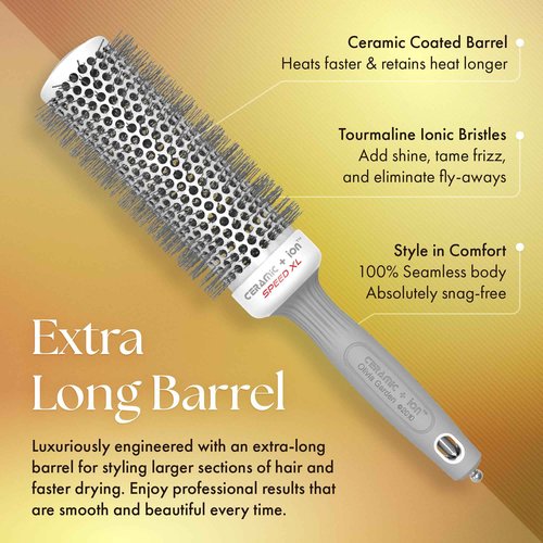 Olivia Garden Ceramic + Ion Speed XL - Extra-Long Round Thermal Hair Brush - Not Electrical - Professional Blowout Brush for Normal to Thick Hair - 1" to 1/8" - Diameter Barrel - CIXL-25,35,45,55