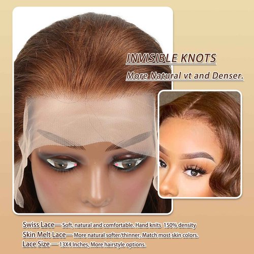 Miss Alle Chocolate Brown Lace Front Wig Human Hair 150% Density Auburn 13X4 Body Wave Lace Front Wig Human Hair Colored Hd Transparent Glueless Wigs Pre Plucked 26Inch