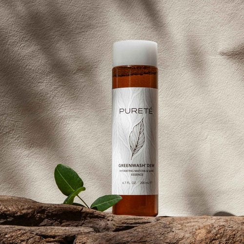 Pureté Greenwash Dew Essence infused with ECOCERT Matcha & Fermented Sake | Anti-Oxidant Hydrating Treatment Toner for Post-Cleansed Skin | Made in Japan | 6.7 oz.