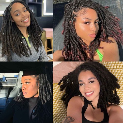 FEHOKA 0.6cm Human Hair Locs Extensions 8 Inch 60 Str Loc Extension Black 100% FUll Handmade Human Hair Dreadlock Extension for Woman/Man/Kids Human Hair Locks Can be Curly and Dyed