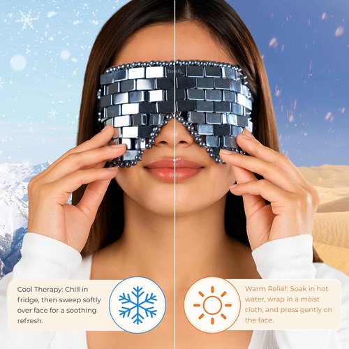 TeraRX® Terahertz Eye Mask – 100% Authentic Terahertz Stone Eye Mask for Cooling & Heating Therapy – Easy To Wear Design with Secure Comfort Straps – Relieves Puffiness, Eyes Fatigue & Fascial Tension