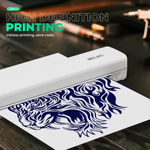 Nelko D810 Tattoo Stencil Printer, Wireless Thermal Tattoo Printer with 10pcs Tattoo Transfer Papers, Portable Tattoo Machine for Artist & Beginners, Compatible with Phone Pad and PC, Beige