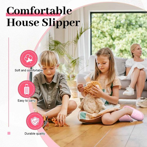 Twistover 24 Pairs Kids Disposable Slippers Non Slip Closed Kids Spa Slippers Comfortable Home Slippers Disposable Spa Indoor Outdoor Slipper for 4-12 Years Old Boys Girls Party Hotel Travel(Pink,S)