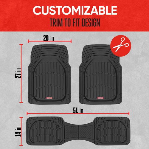 Motor Trend - MT-923-BK 923-BK Black FlexTough Contour Liners-Deep Dish Heavy Duty Rubber Floor Mats for Car SUV Truck & Van-All Weather Protection, Universal Trim to Fit